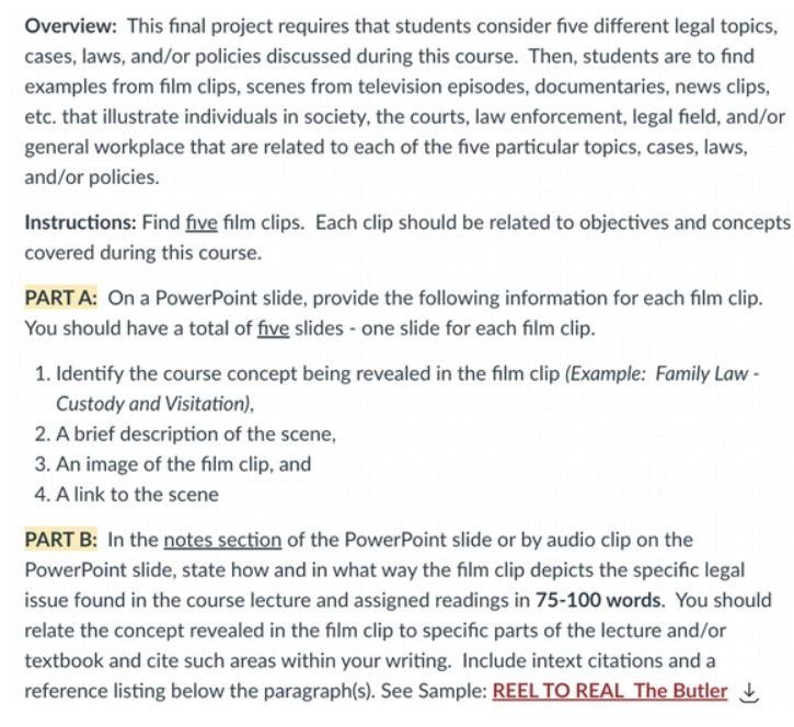 Overview: This final project requires that