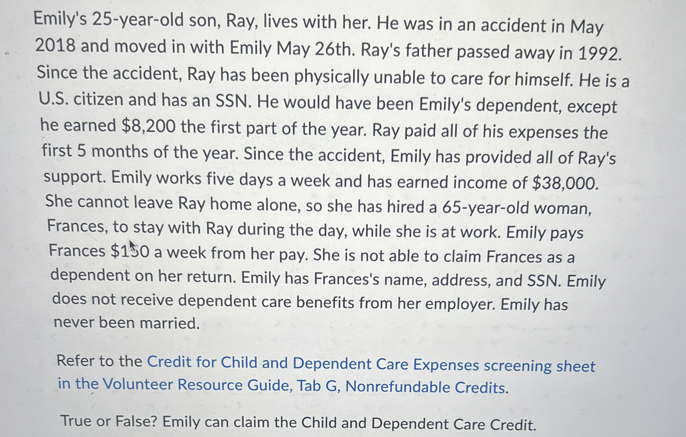 Emily's 2 5 - year - old son, Ray, lives with