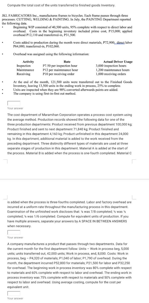 Intermediate Accounting Compute the total cost of
