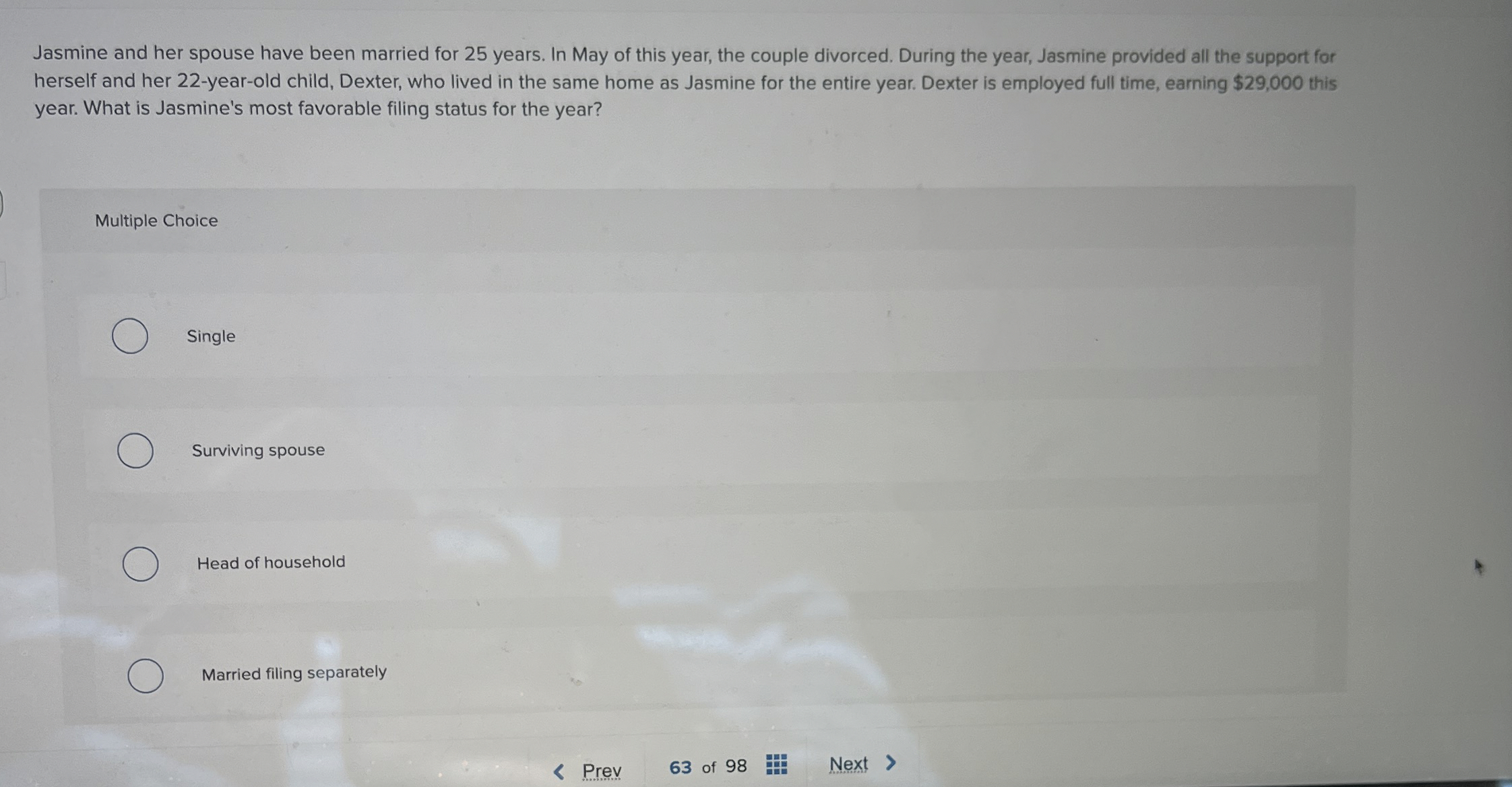 Jasmine and her spouse have been married for 2 5