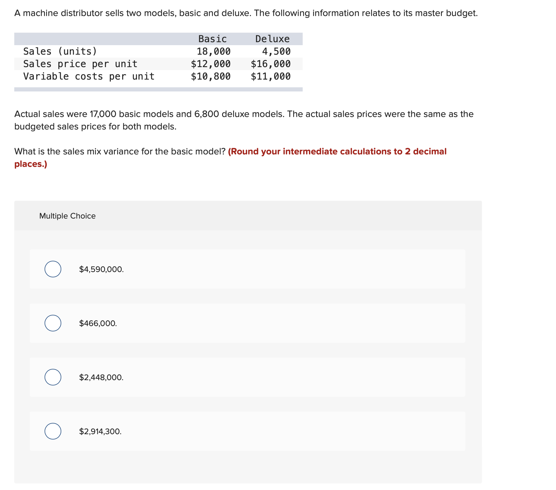A machine distributor sells two models, basic and