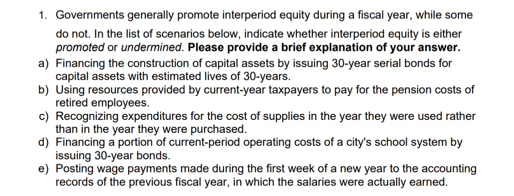 a) b) c) d) e) . Governments generally promote
