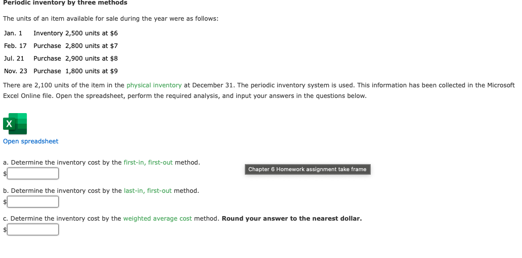 Calculus, ( Accounting ) Periodic inventory by