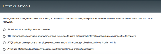 Exam question 1 In a TOM environment, external