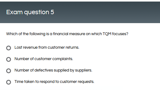 Exam question 1 In a TOM environment, external