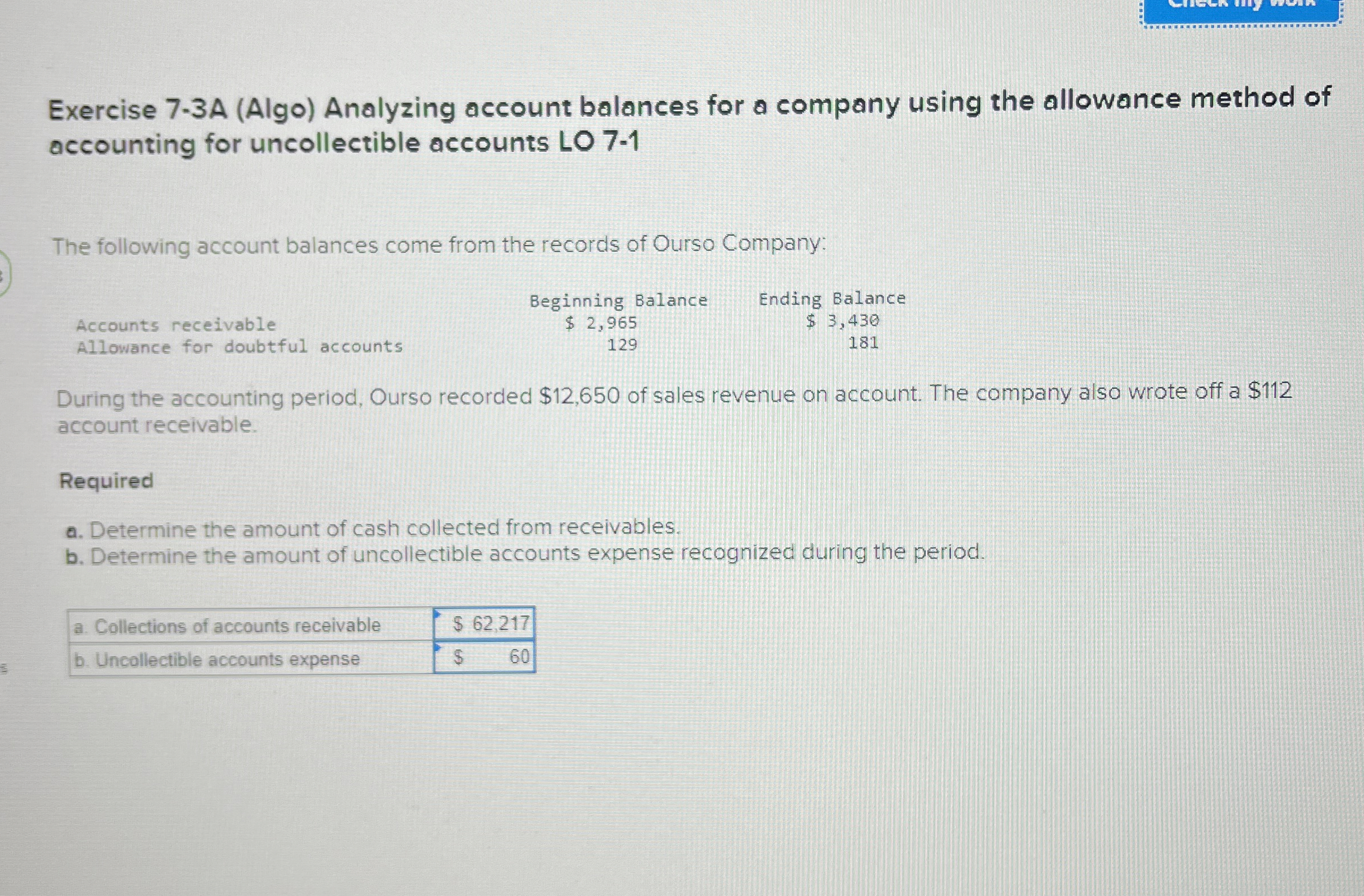 Exercise 7 - 3 A ( Algo ) Analyzing account