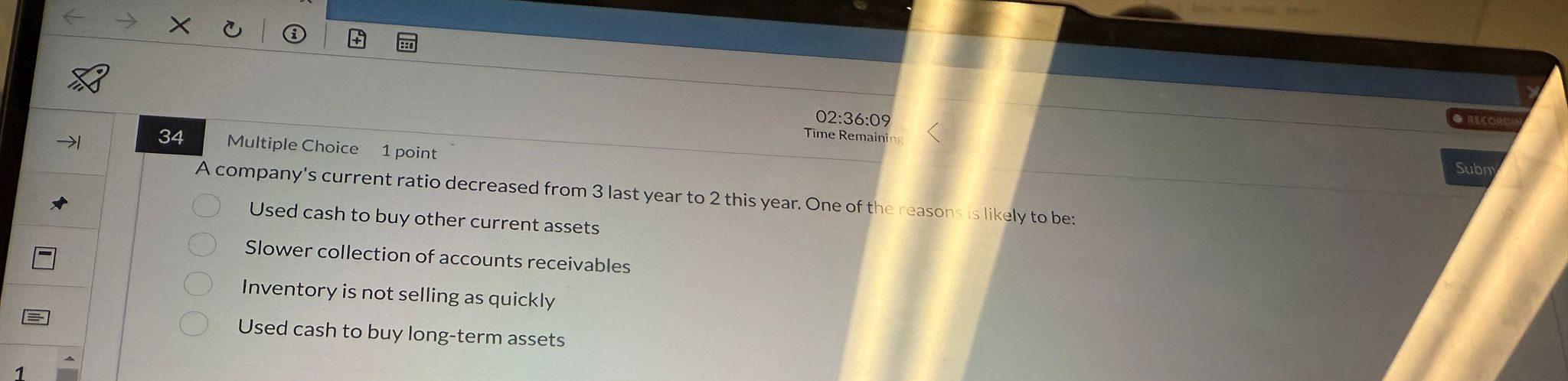 0 2 : 3 6 : 0 9 Time Remainin 3 4 Multiple Choice