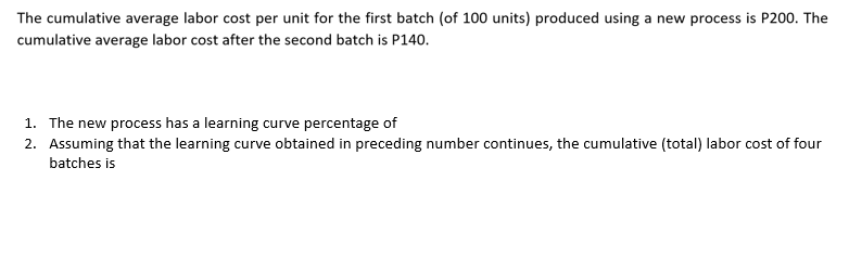 The cumulative average labor cost per unit for