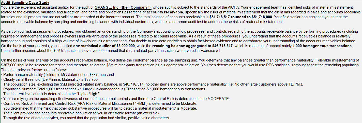 Audit Samgling Case Study You are the experienced