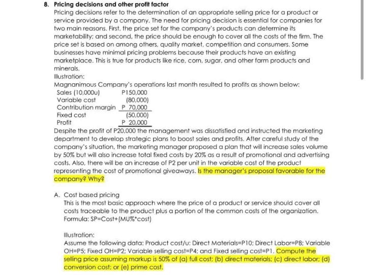 Answer the highlighted questions for each