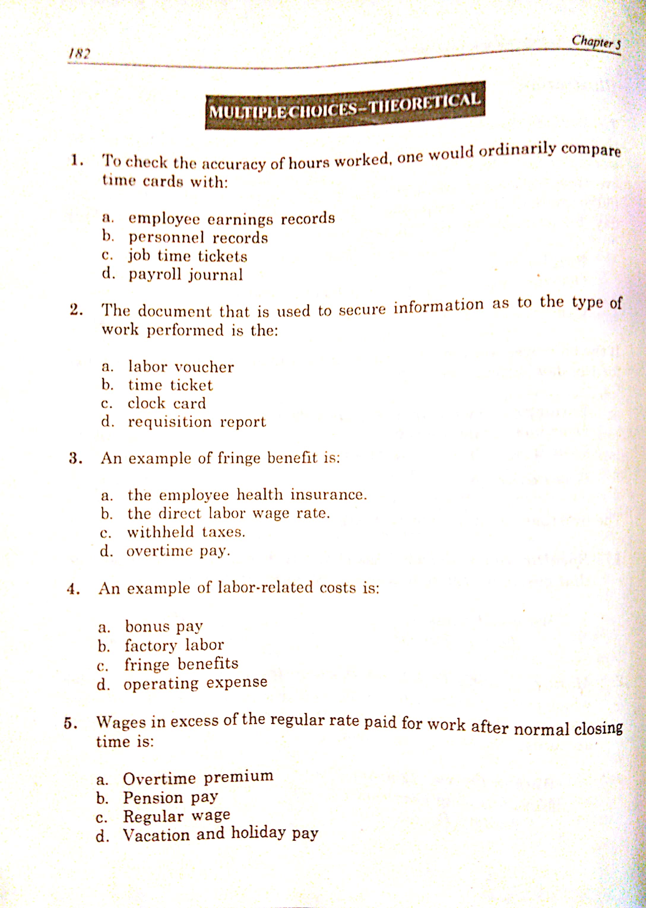 Chapter S 182 MULTIPLE CHOICES-THEORETICAL 1. To