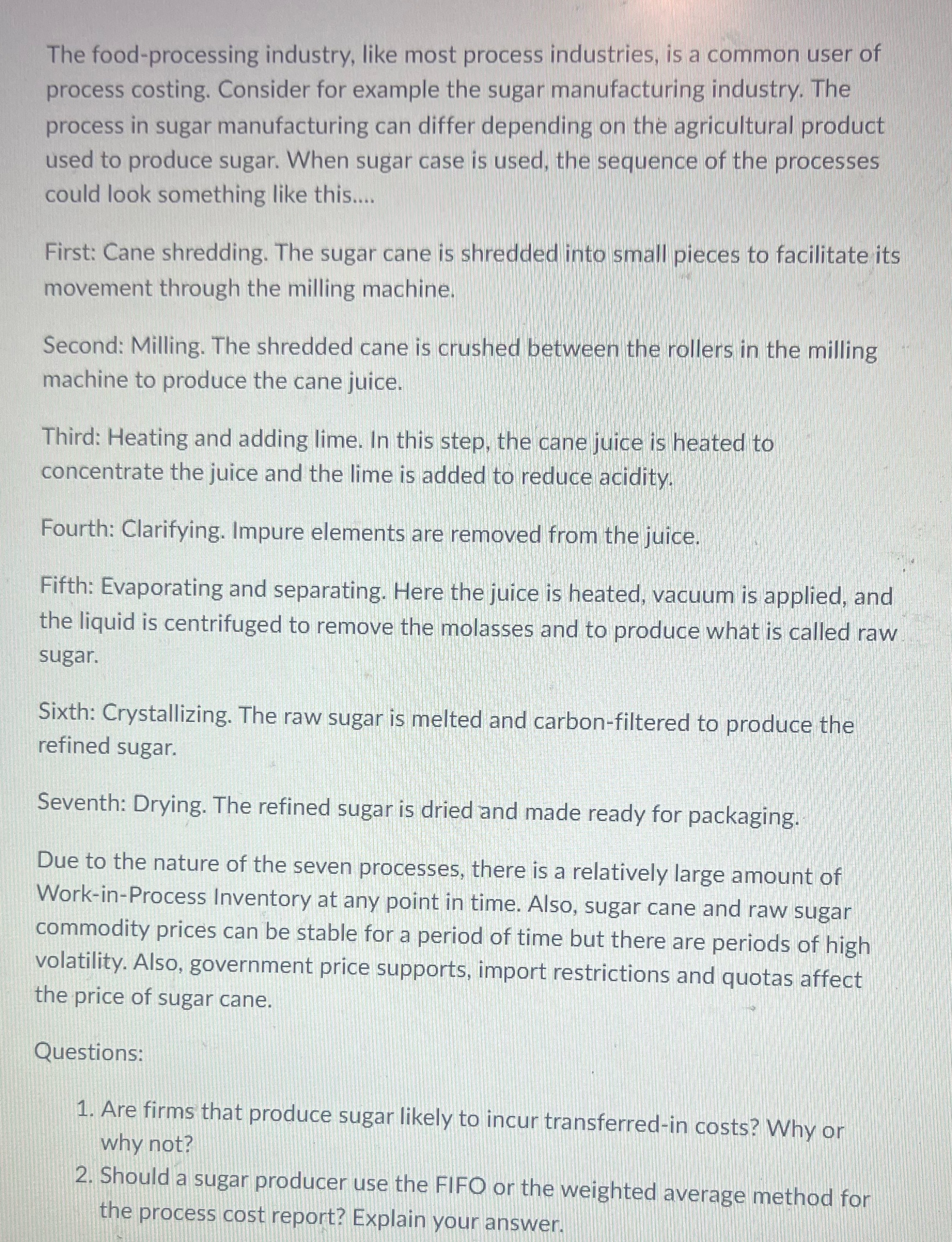 The food-processing industry, like most process