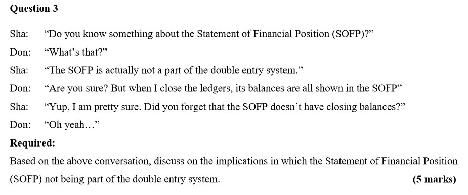 Question 3 Sha: \"Do you know something about the