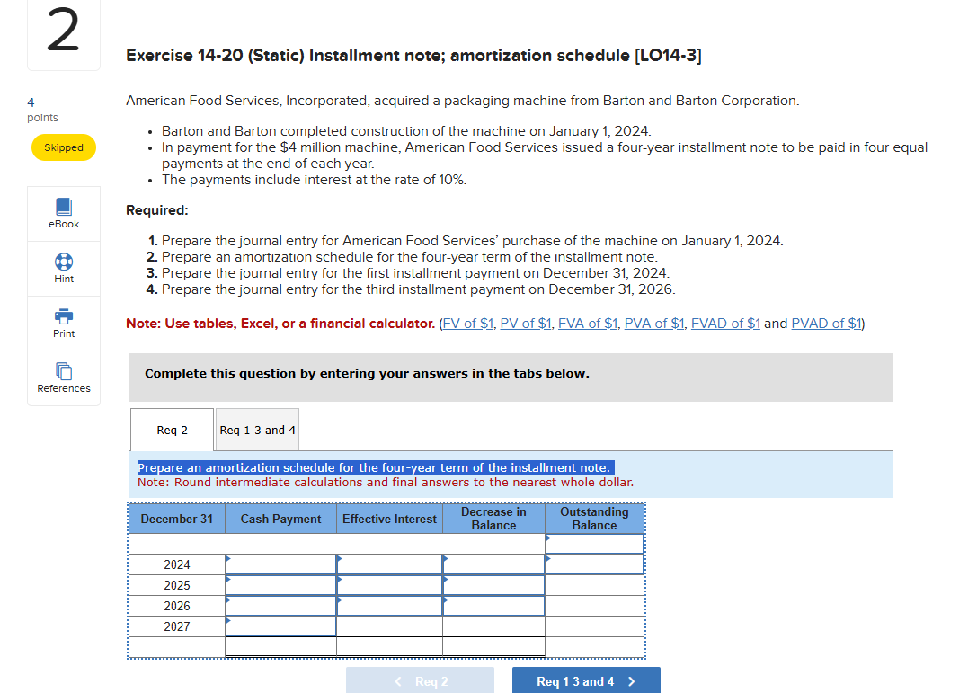 Exercise 1 4 - 2 0 ( Static ) Installment note;