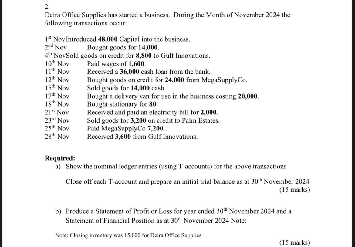 Deira Office Supplies has started a business.