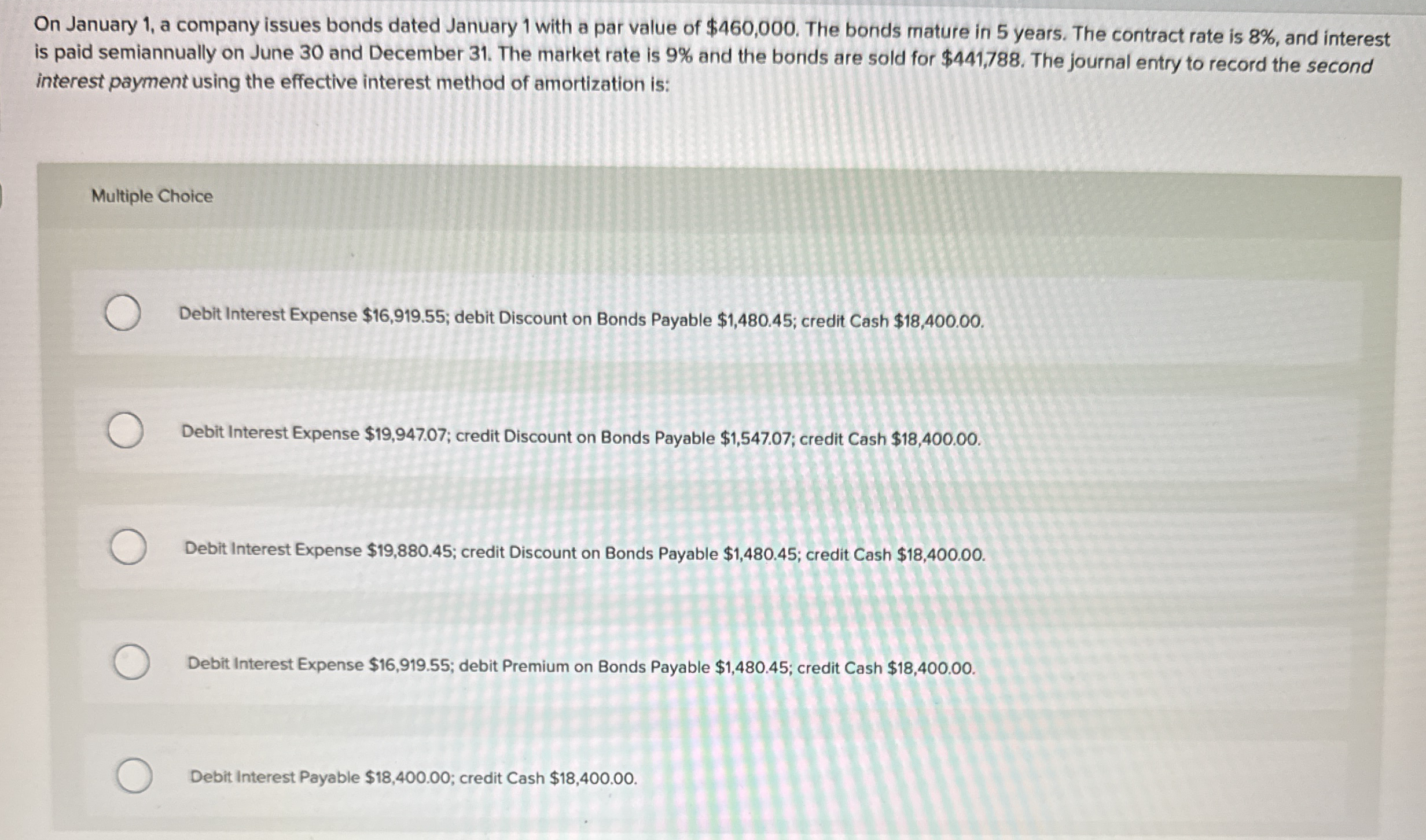 On January 1 , a company issues bonds dated