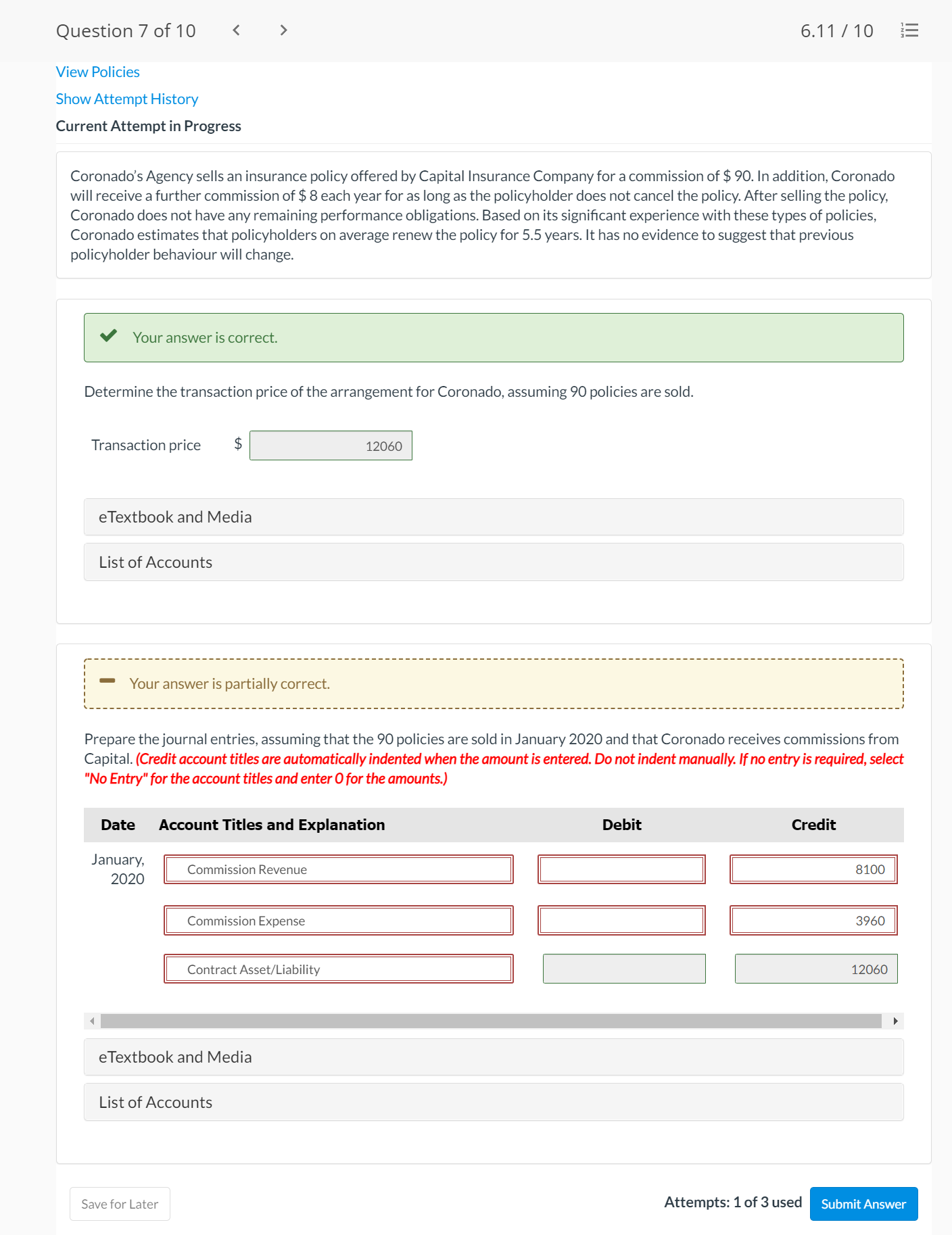 Please help me Question 7 of 10 < 6.11 / 10 View