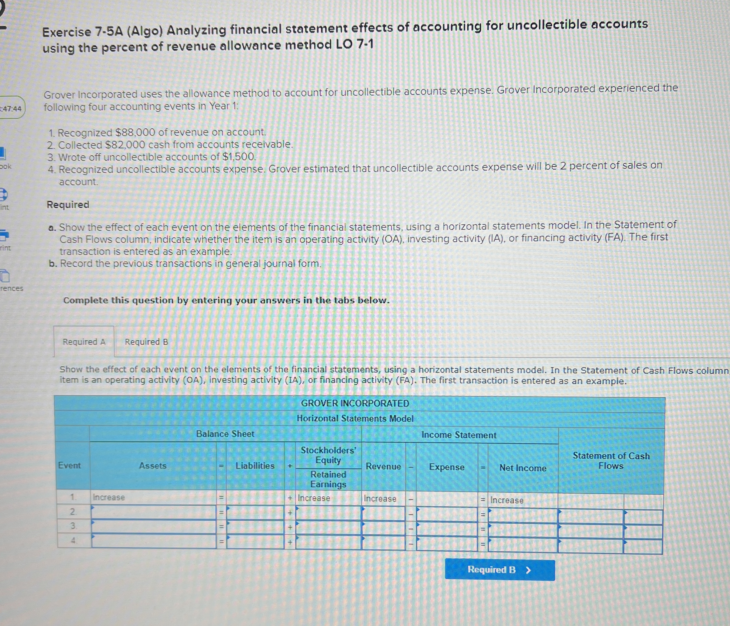 Exercise 7 - 5 A ( Algo ) Analyzing financial