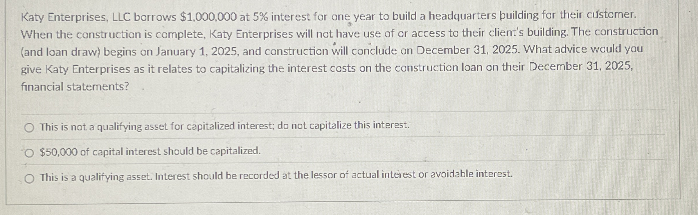 Katy Enterprises, LLC borrows $ 1 , 0 0 0 , 0 0 0