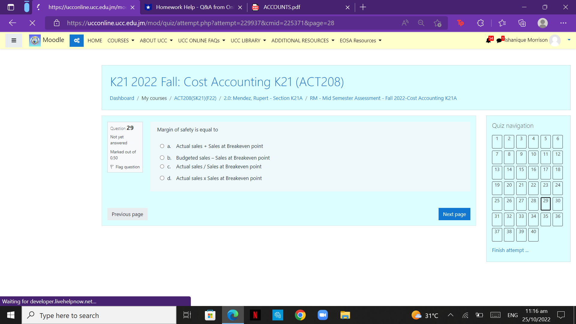 RM - Mid Semester Assessment X *Homework Help -