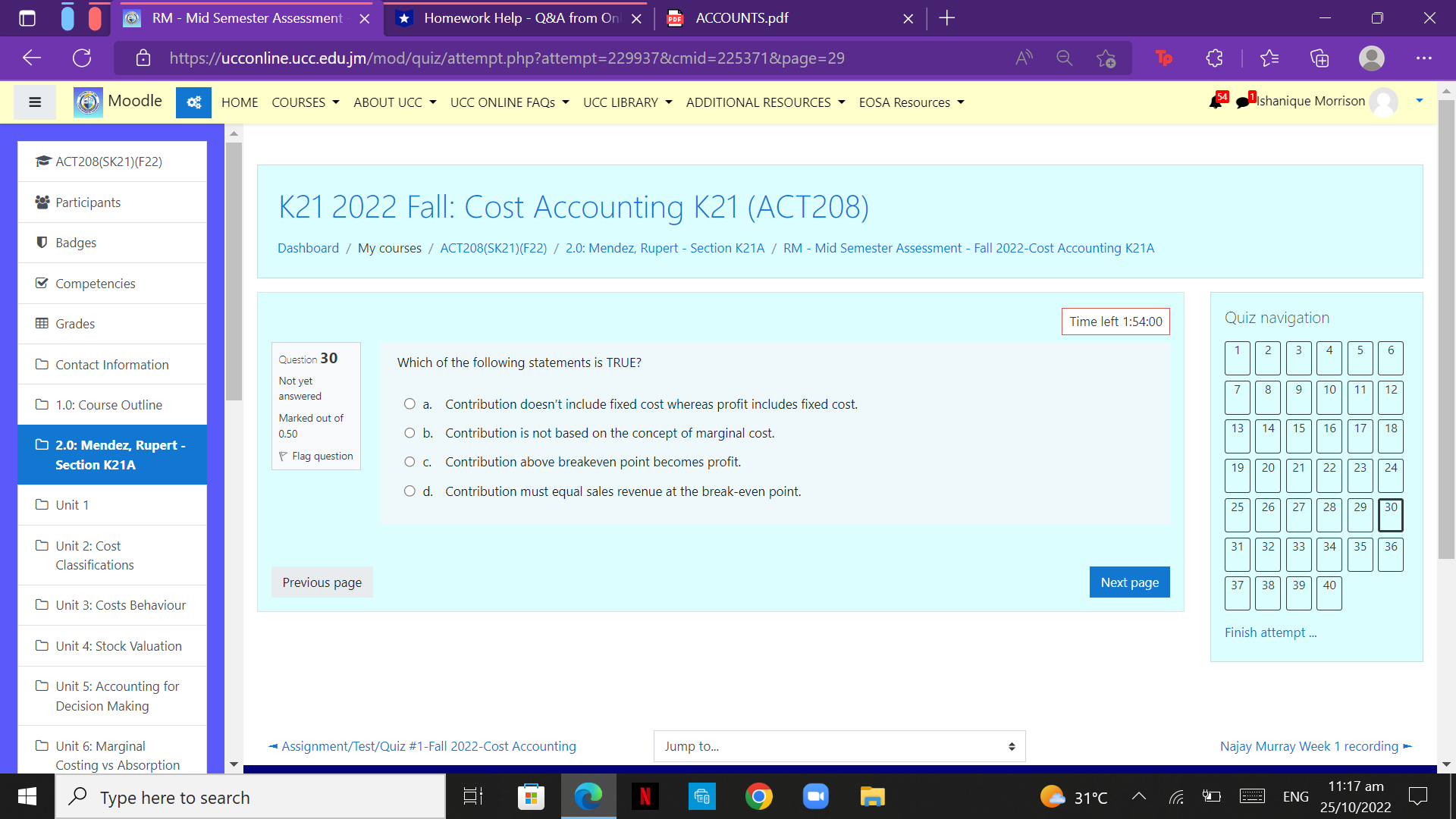 RM - Mid Semester Assessment X *Homework Help -