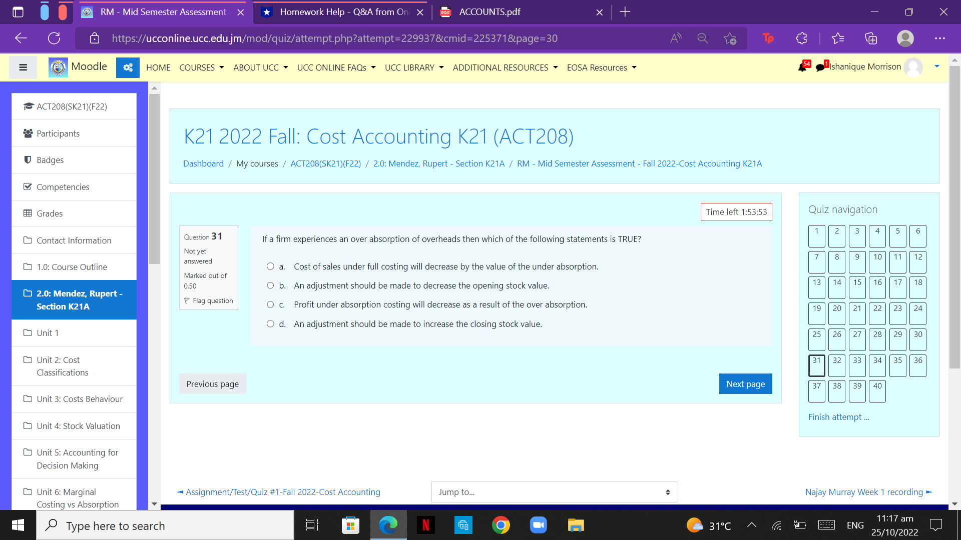 RM - Mid Semester Assessment X *Homework Help -