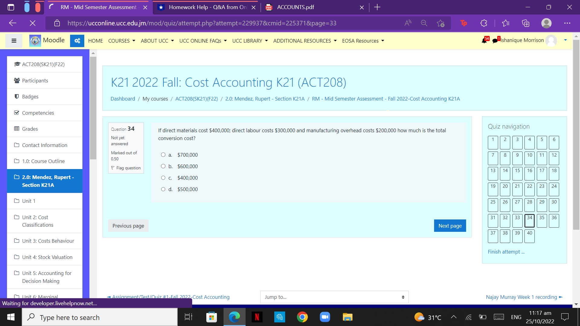 RM - Mid Semester Assessment X *Homework Help -