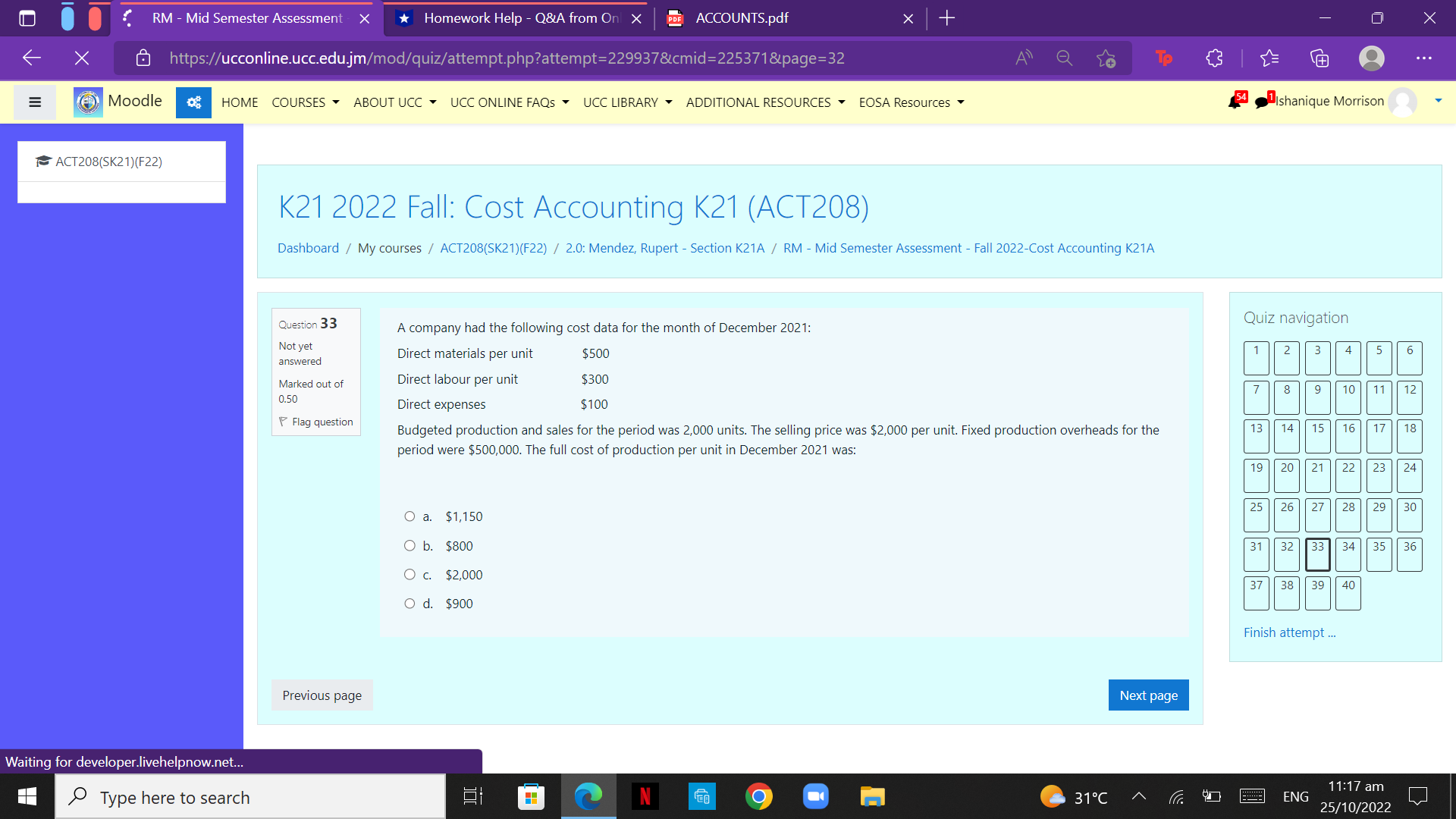 RM - Mid Semester Assessment X *Homework Help -