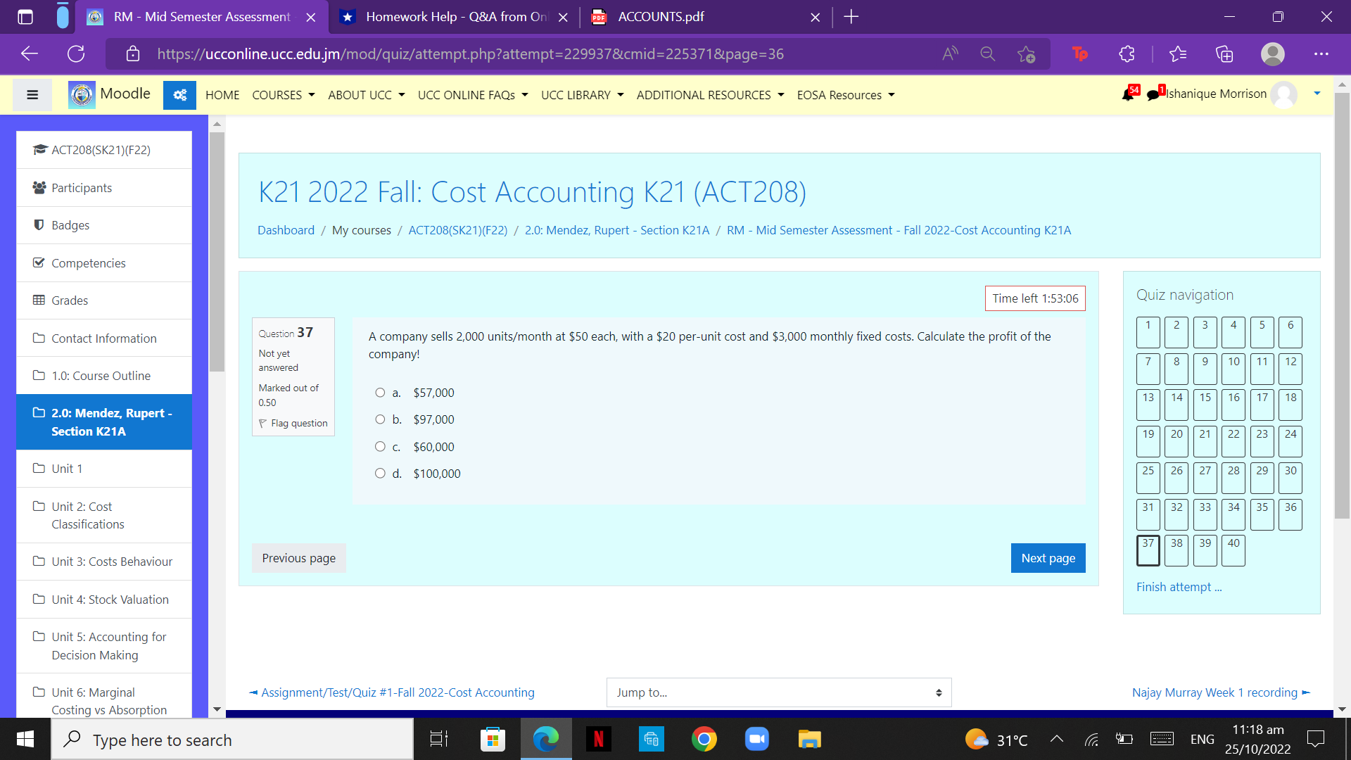 RM - Mid Semester Assessment X *Homework Help -