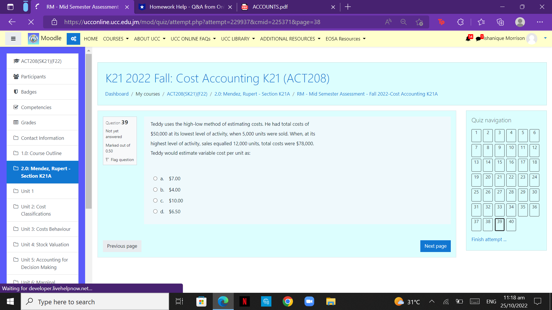 RM - Mid Semester Assessment X *Homework Help -