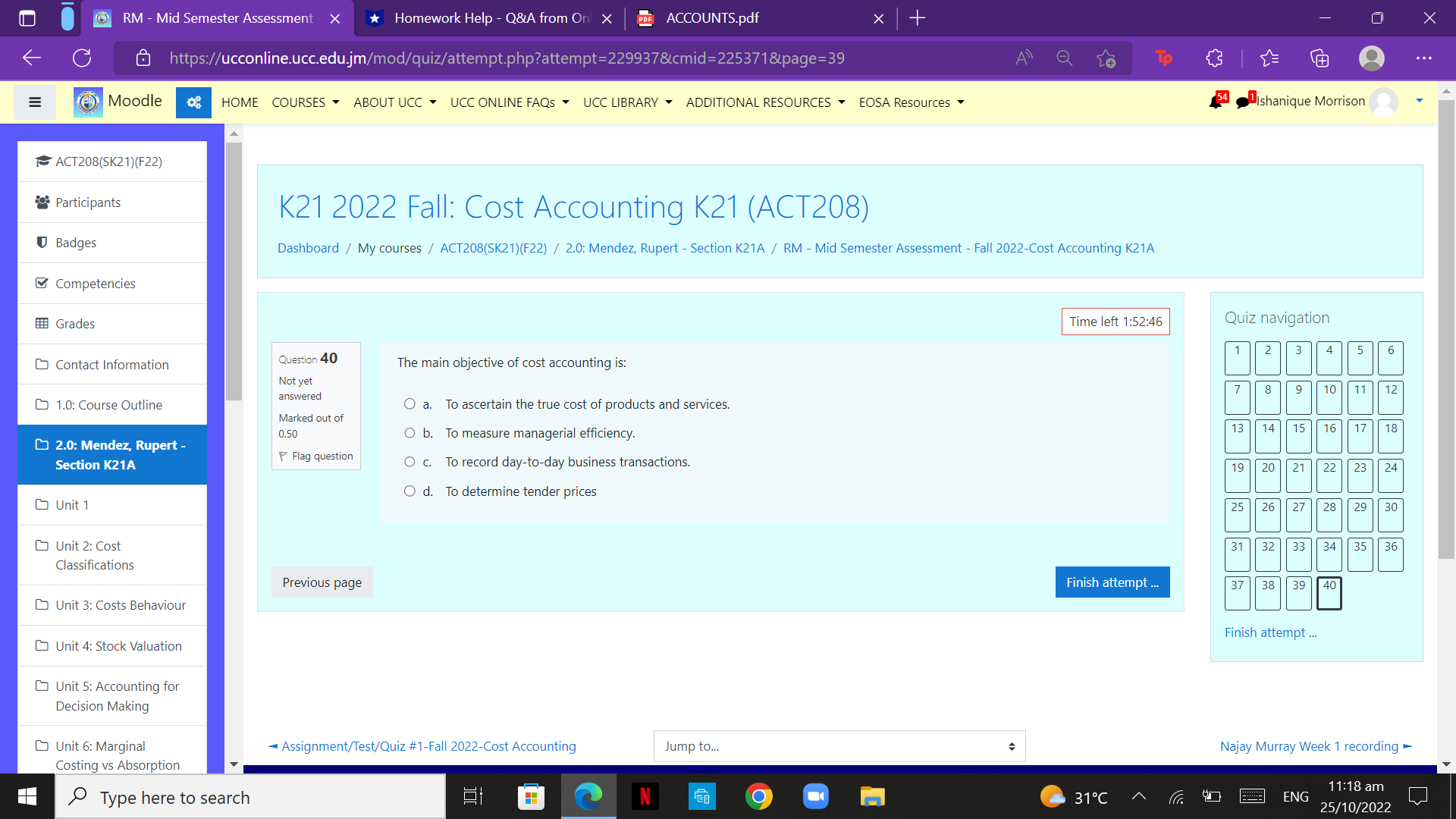 RM - Mid Semester Assessment X *Homework Help -