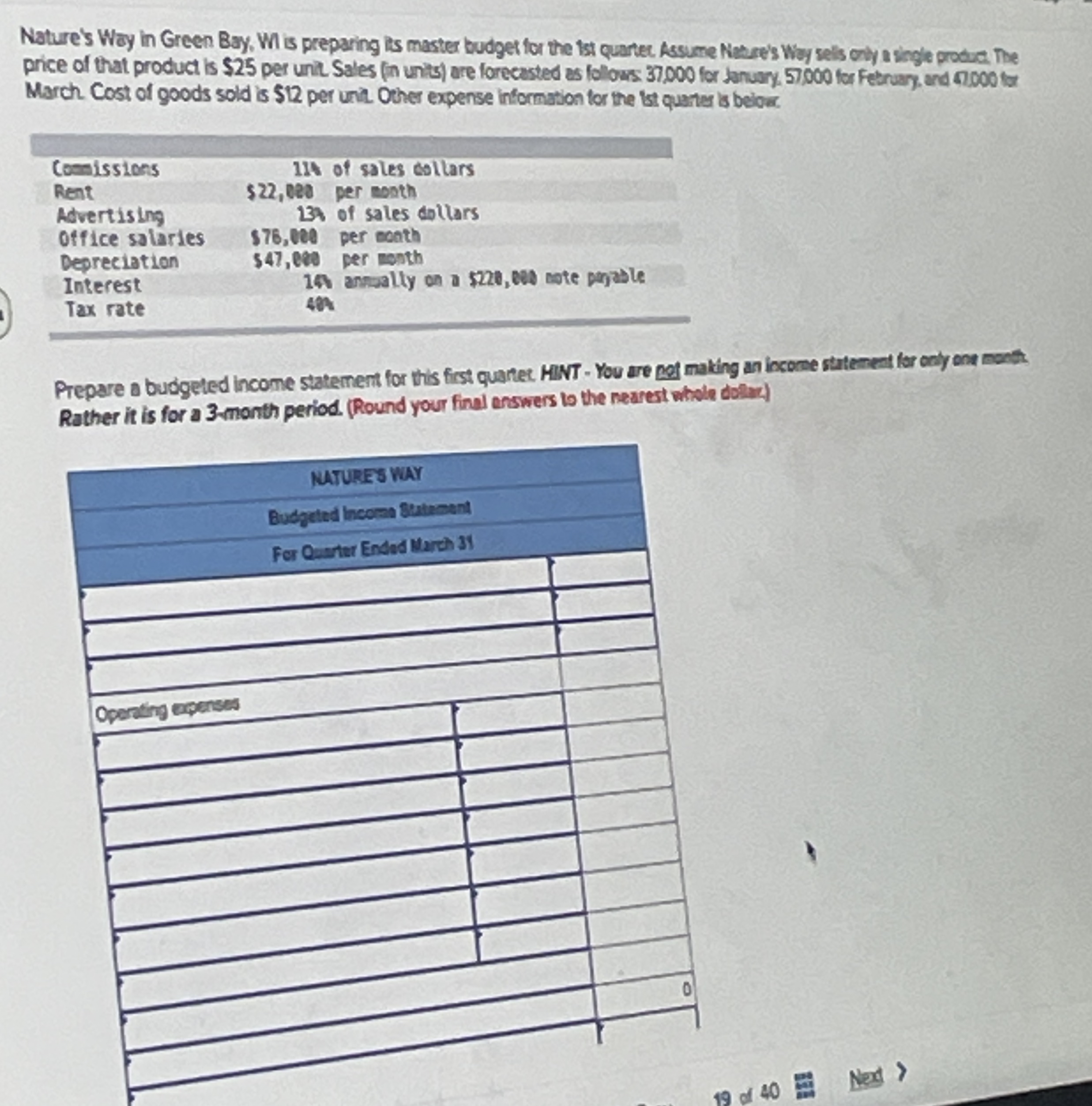 Please complete the table