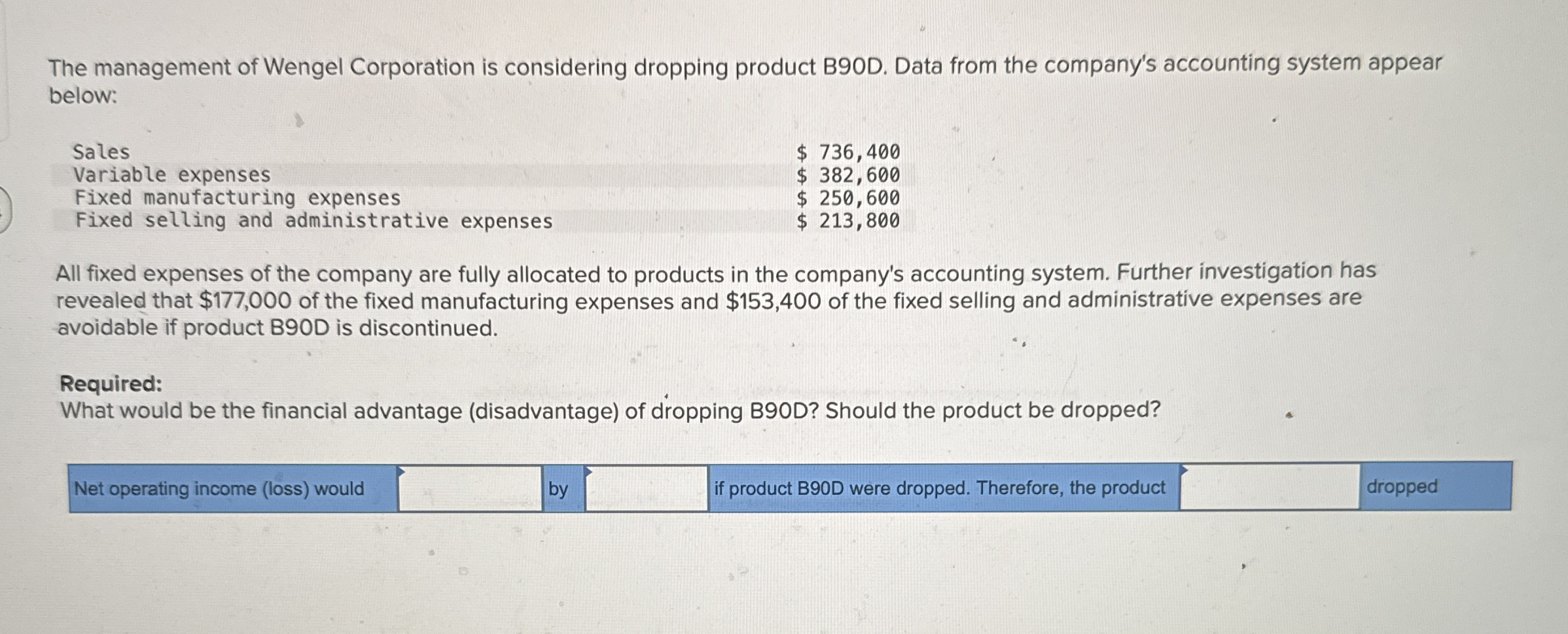 The management of Wengel Corporation is