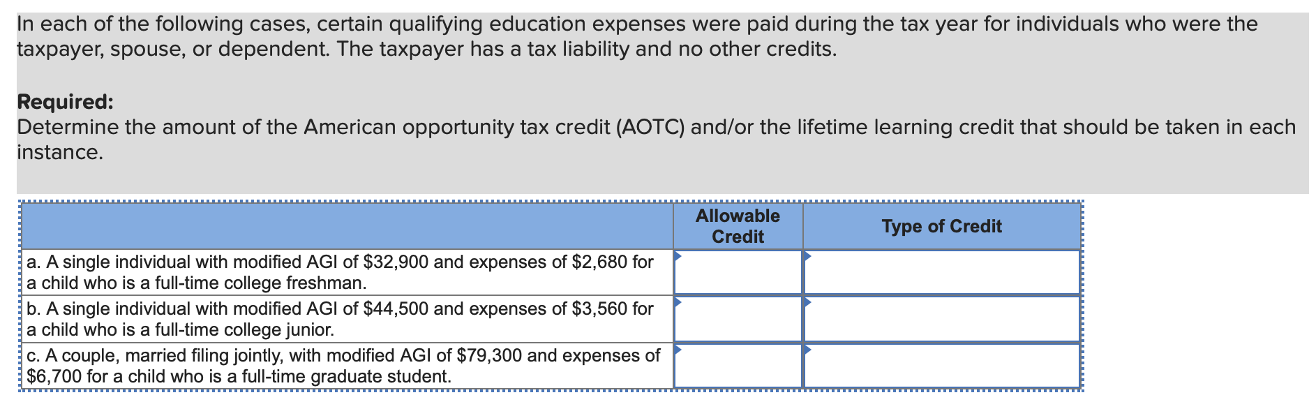 In each of the following cases, certain