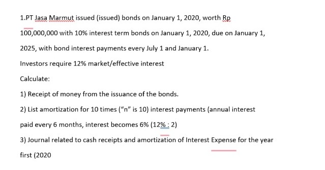 1.PT Jasa Marmut issued (issued) bonds on January