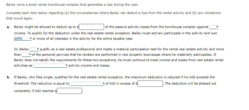 Bailey owns a small rental townhouse complex that