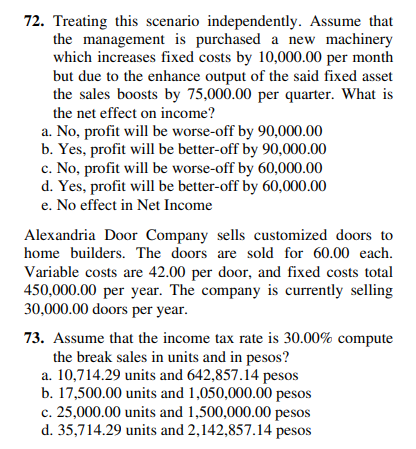 Managerial Accounting Instructions: Provide a
