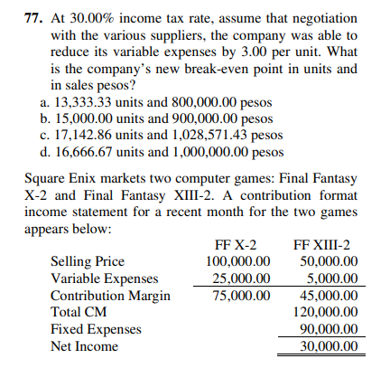 Managerial Accounting Instructions: Provide a