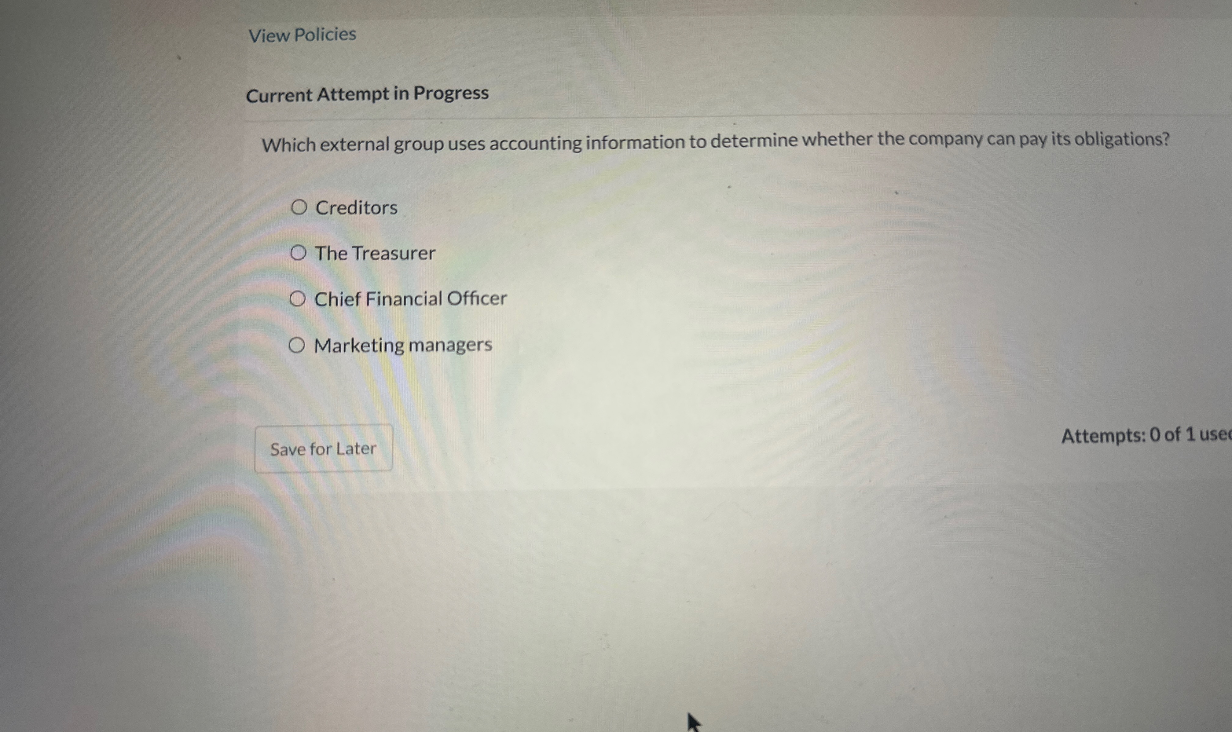 View Policies Current Attempt in Progress Which