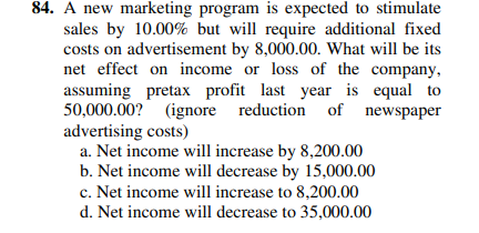 Managerial Accounting Instructions: Provide a