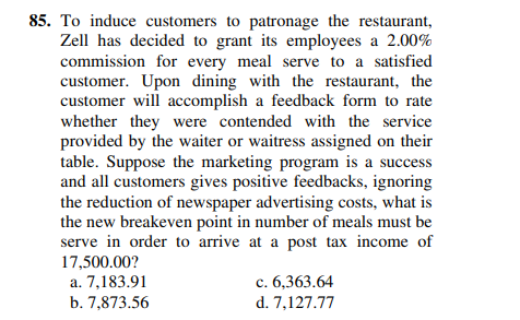 Managerial Accounting Instructions: Provide a