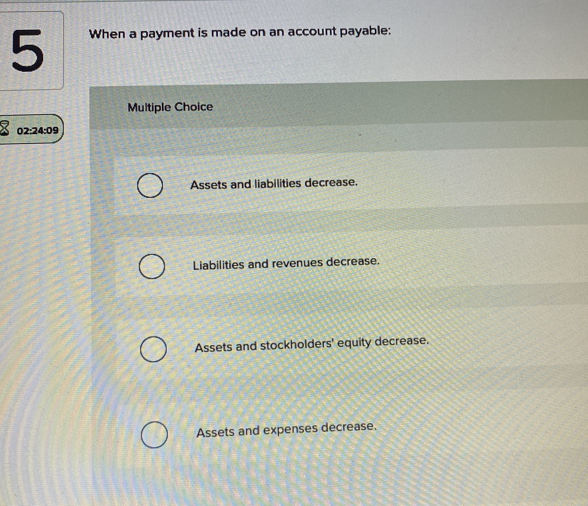 When a payment is made on an account payable: