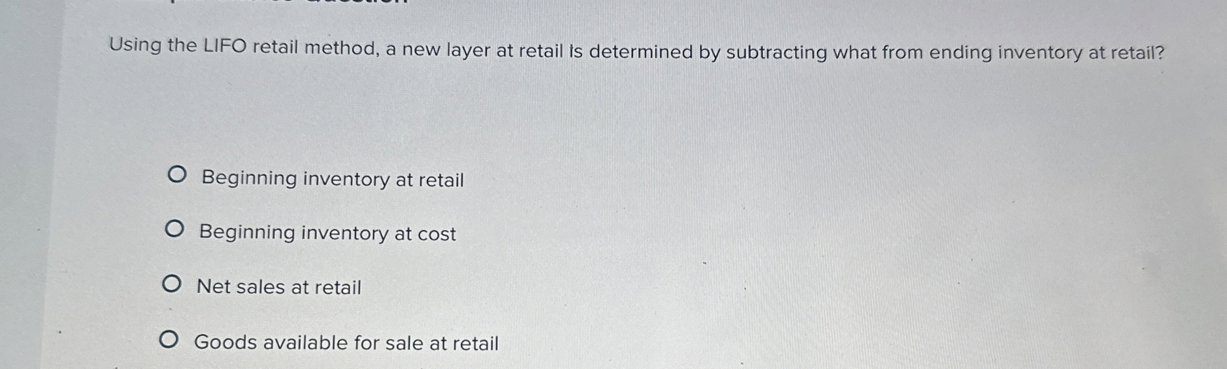 Using the LIFO retail method, a new layer at