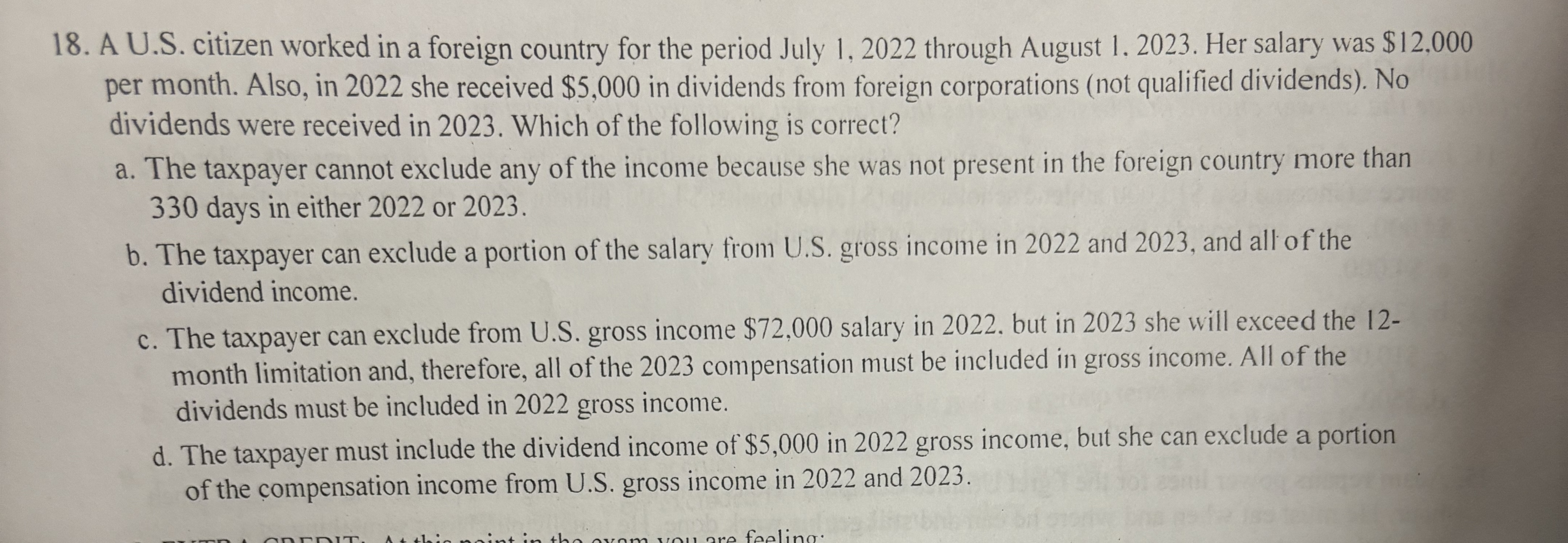 A U . S . citizen worked in a foreign country for