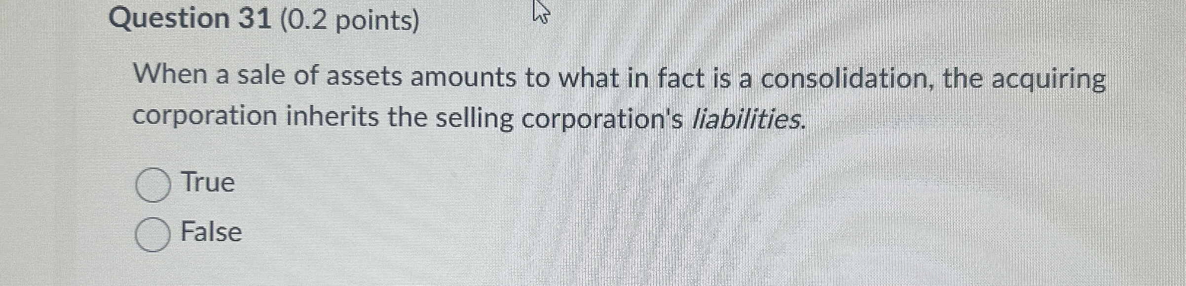Question 3 1 ( 0 . 2 points ) When a sale of