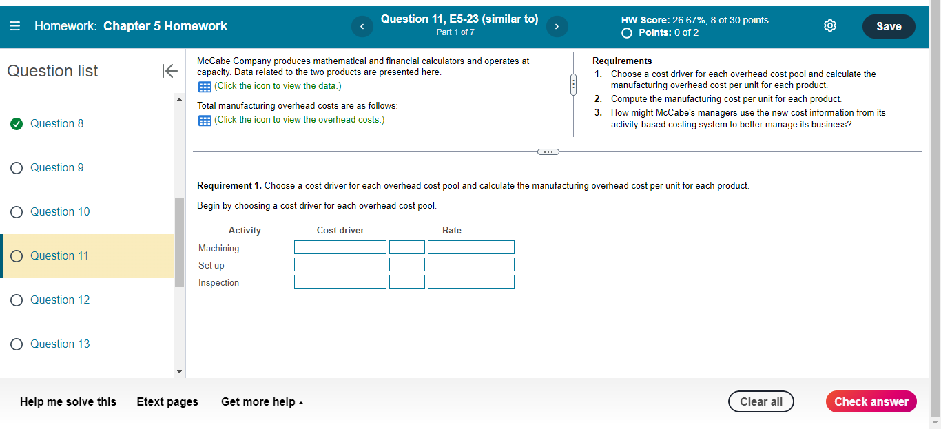 Homework: Chapter 5 Homework Question 11, E5-23