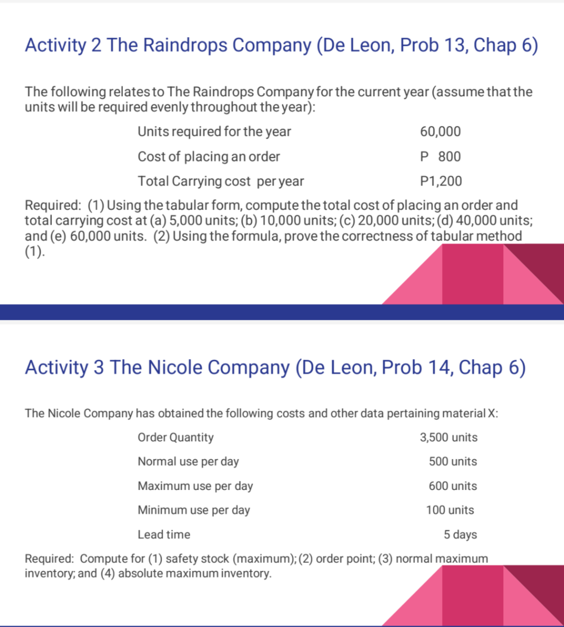 ANSWER ACTIVITY 1-3 ( I NEED A SOLUTION) Activity
