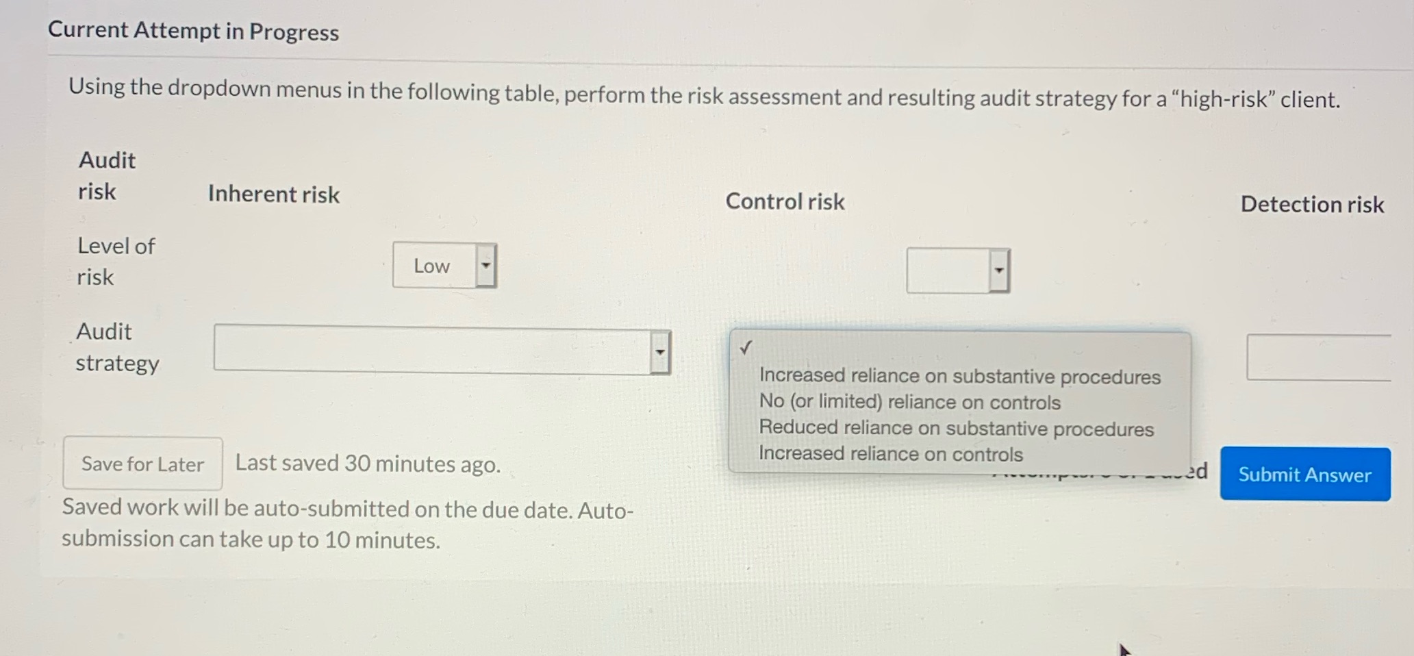 Current Attempt in Progress Using the dropdown