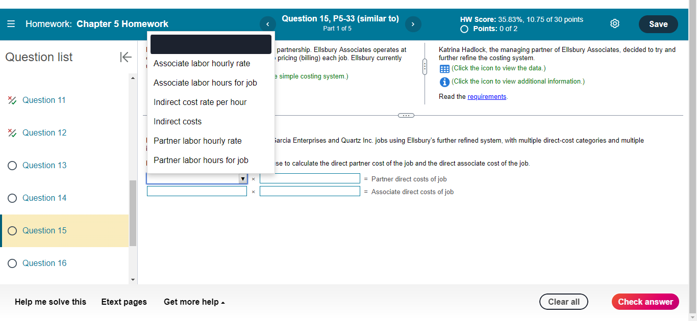 E Homework: Chapter 5 Homework Question 15, P5-33