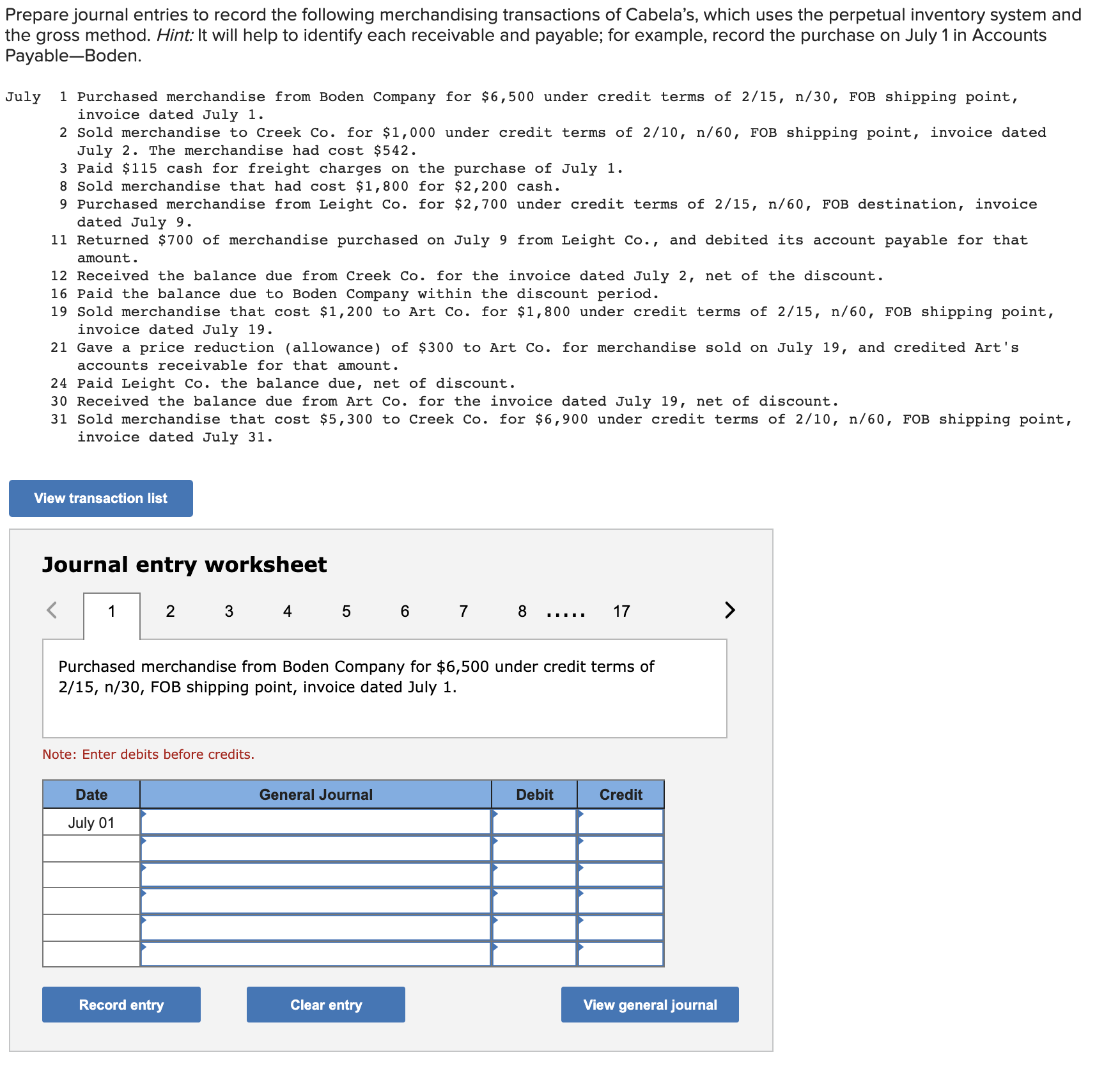 Prepare journal entries to record the following